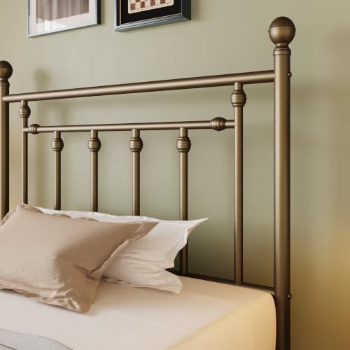 SHA CERLIN 45" Twin Size Metal Bed Frame, Vintage Headboard, Antique Bronze - Image 5