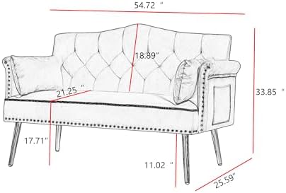 hansones 55-Inch Modern Velvet Loveseat Sofa - Image 2