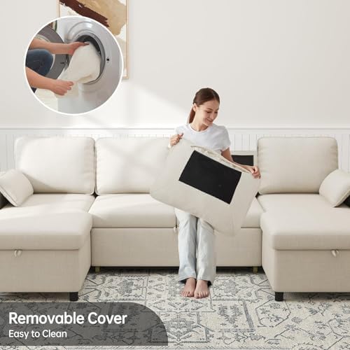 Sofa Bed Pull Out 2 in 1 Sectional Sleeper Sofa U Shaped Couch - Image 6
