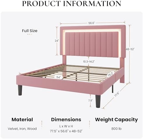SHA CERLIN Full Size Velvet Bed Frame - Image 2