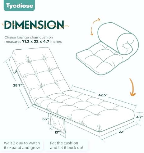 Outdoor Chaise Lounge Chair Cushion, Thickened Non-Slip Patio Lounge Chair - Image 3