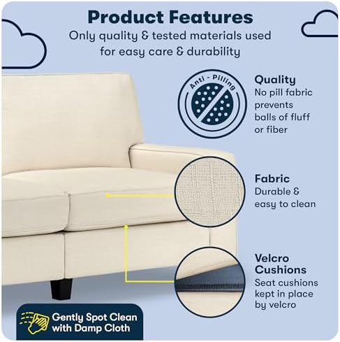 Serta Palisades 73" Track Arm Sofa, Easy Care Polyester, Soft Pillow Back - Image 3