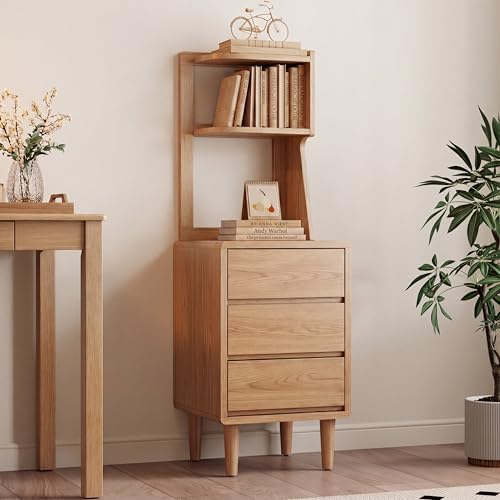 Solid Wood Bookshelf Nightstand Combo, Tall Nightstand by Unknown