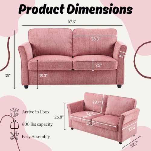 Karl home 67" Loveseat Sofa Chenille Fabric - Image 2