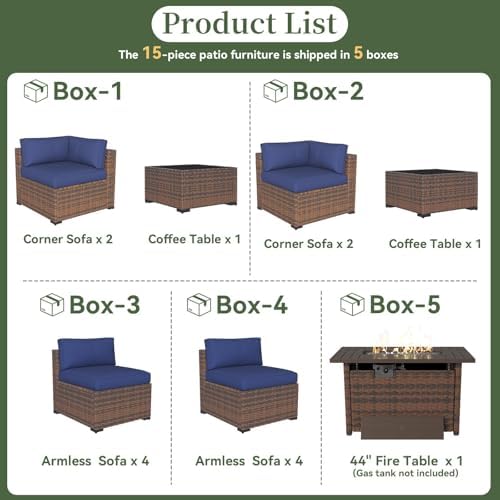 Aoxun 15 Piece Patio Furniture Set - Image 5