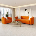 2-Piece Orange Velvet Tufted Sofa Set by yunqishiHOME