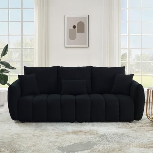 Antetek 78" Modern Sofa Couch, Comfy Deep Seat Teddy Fabric Cloud Sofa - Image 3