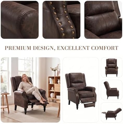 NicBex Oversized Leather Manual Single Lounge Recliner Chair Bed - Image 4