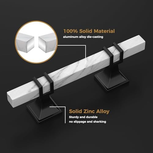 Haliwu 30 Pack 3" Kitchen Cabinet Handles White Marble Grain Cabinet Pulls - Image 3