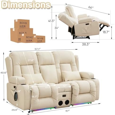TUNYI Power Loveseat Recliner Sofa - Image 2