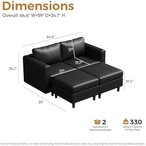 ABCASA Faux Leather Loveseat Sofa Sleeper Bed - Image 2