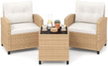 Tangkula 3 Pieces Patio Furniture Set, PE Rattan Wicker 3 Pcs Outdoor Sofa Set by TANGKULA