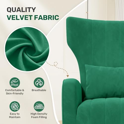 Nalupatio Velvet Accent Chairs Set of 2 Modern High Back Armchair Arm Chair - Image 3