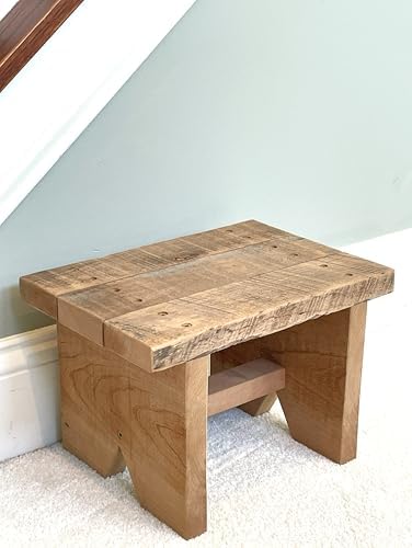 Classic Amish Reclaimed Wood Stool. Natural, Solid. Versatile Home Decor Piece. by Unknown