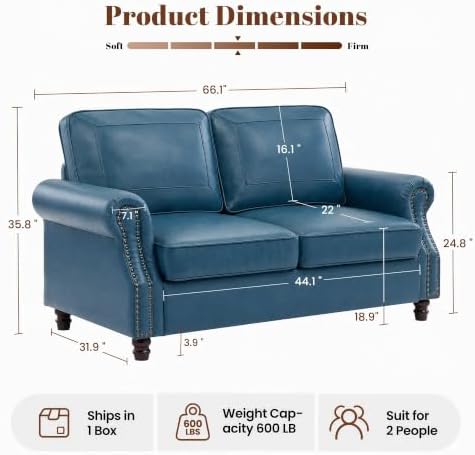 Kingfun Faux Leather Loveseat Sofa - Image 2