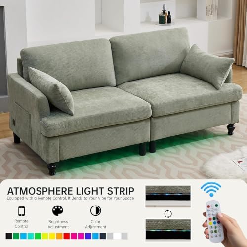 70" Loveseat Sofa Couch, 2 Seat Chenille Couch - Image 6
