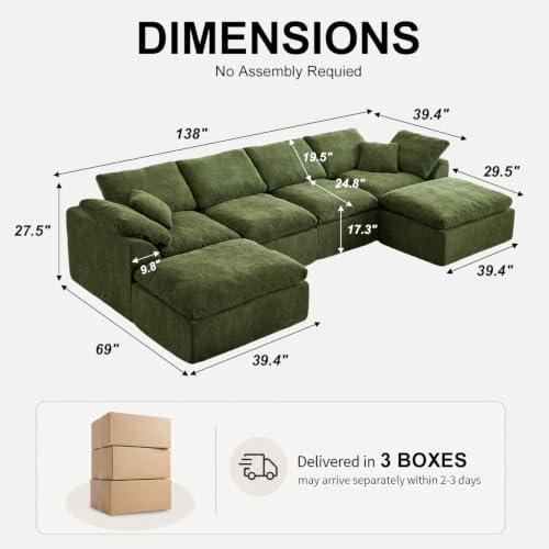138" Boneless Cloud Couch Sectional - Image 2