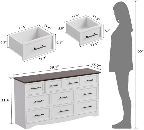 YANSNWO White 10 Drawer Dresser - Image 3