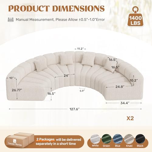 Luxanimarion Oversized Curved Cloud Couch, 8 Seater Modern Round Modular - Image 2