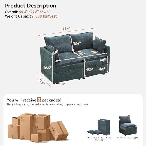 55" Cloud Modular Loveseat Sofa - Image 2