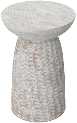 SIMPLIHOME Boyd 16" Wide Solid Wood Round End Table in White Wash - Image 6