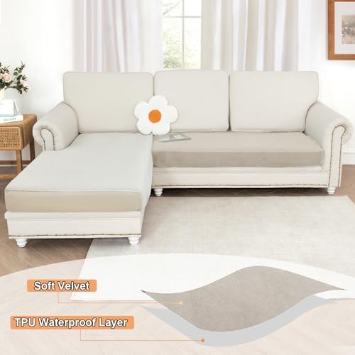 NAISI Waterproof Couch Cushion Covers Thick Velvet Fabric Washable Sofa - Image 3