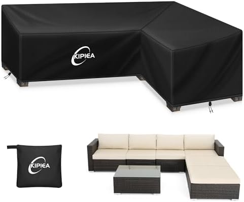 Kipiea L-Shape Patio Furniture Covers Waterproof, 500D Heavy Duty Outdoor by Kipiea