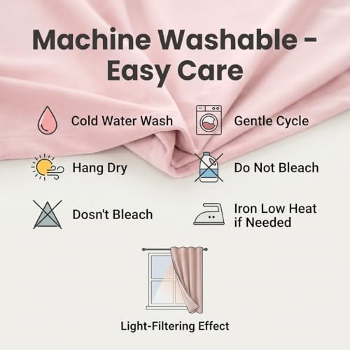 SMILETIME Pink Velvet Curtains 104"x108" Grommet 1 Panel - Image 6