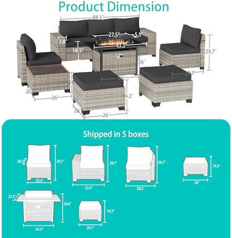 Outdoor Patio Furniture Set PE Wicker Rattan Outdoor Sectional Sofa - Image 5
