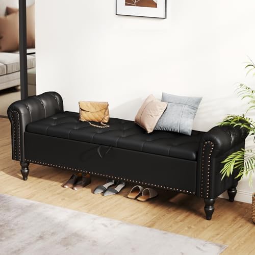 Furniliving 63” End of Bed Bench, Bedroom Bench - Image 2