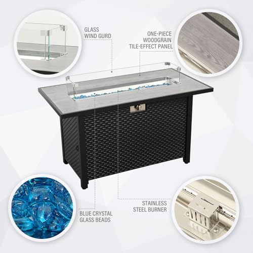 Outdoor Patio Furniture 60000 BTU Outdoor Propane Fire Pit Table Patio - Image 3