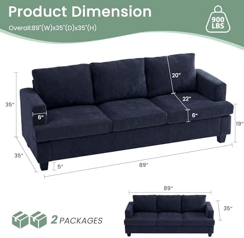 YOUDENOVA Sofa Couch, 3 Piece Set Comfy Sofa, 2 Loveseat & 3 Seater Sofa - Image 3