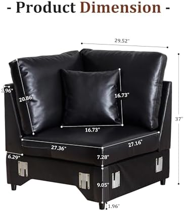 ORRD Modern Faux Leather Corner Sofa Seat - Image 3