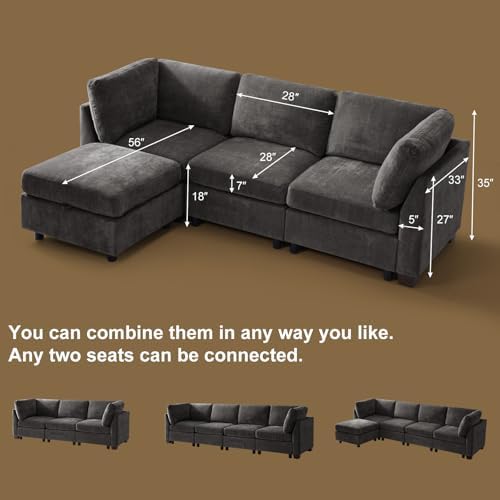 EDILLY 94 inches Oversized Modular Sectional Fabric Cloud Sofa Set, Extra Large - Image 2