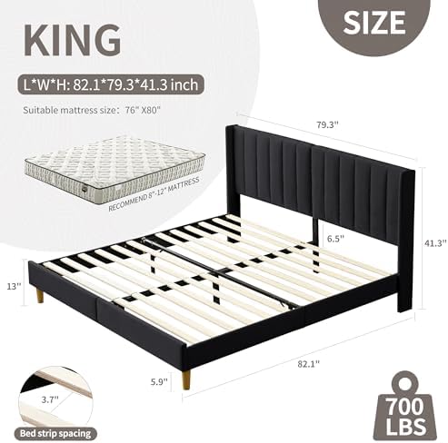 YUHUASHI King Bed Frame，Platform Bed - Image 2