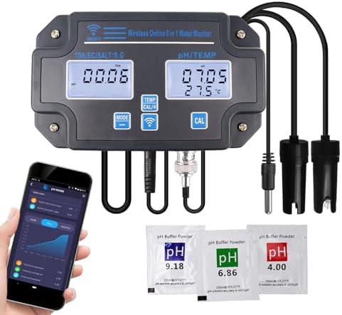 Smart Water Quality Tester 6-in-1 pH/EC/TDS/Salinity/S.G and Temperature Meter by Landtek