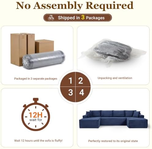 126 inch Boneless Couch, U-Shaped Modular Sectional Sleeper Sofa - Image 5