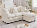 72'' Cloud 3 Seater Couch with Ottoman, L Shaped Sofa with 3 Throw Pillows by HOCAT