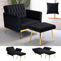 Velvet Accent Chair w/Ottoman & Adjustable Backrest by ACMEASE