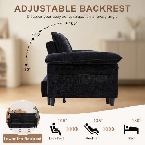 73" Sleeper Sofa Bed Full, Pre-Assembled Velvet Pull Out Sofa - Image 3