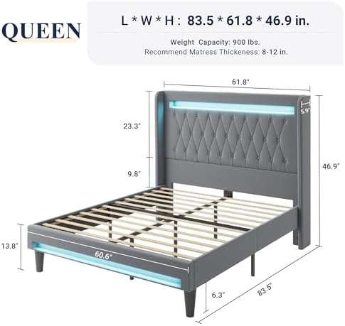 Allewie Queen Size Upholstered Bed Frame - Image 2