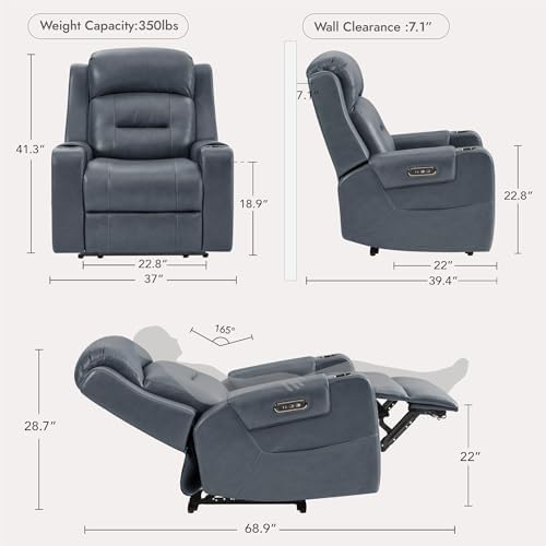 Watson & Whitely Genuine Leather Lay Flat Power Recliner Chair - Image 3