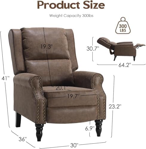 NicBex Oversized Leather Manual Single Lounge Recliner Chair Bed - Image 2