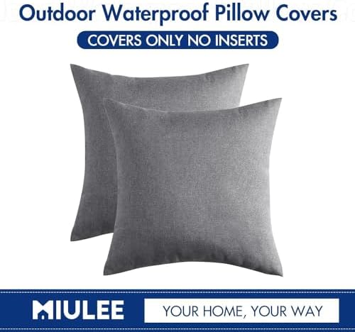 MIULEE Decorative Outdoor Pillow Covers Euro Waterproof 24x24 Light Grey - Image 6