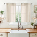 YoungsTex Oatmeal Linen Sheer Curtains 40 Inch Length fo Kitchen Window by YoungsTex