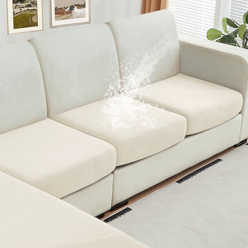 NAISI Waterproof Couch Cushion Covers Thick Velvet Fabric Washable Sofa by NAISI