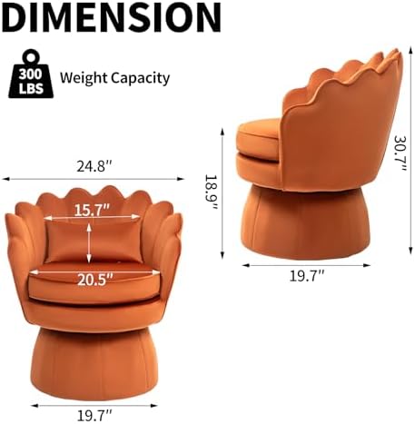 ZJhome 360° Swivel Accent Chairs Set of 2, Mid-Century Modern Velvet Barrel - Image 2