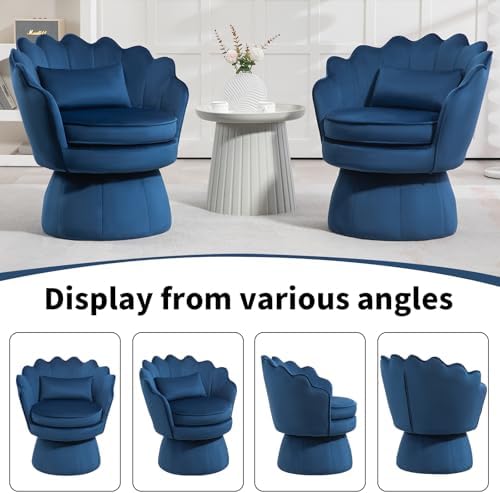 ZJhome 360° Swivel Accent Chair, Mid-Century Modern Velvet Barrel Chair - Image 7