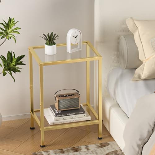 Glass Side Table, Tempered Glass End Table, 2-Tier Nightstands - Image 6