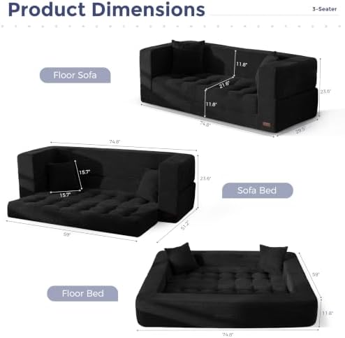MAXYOYO Folding Sofa Bed, Convertible Boneless Loveseat Couch - Image 2